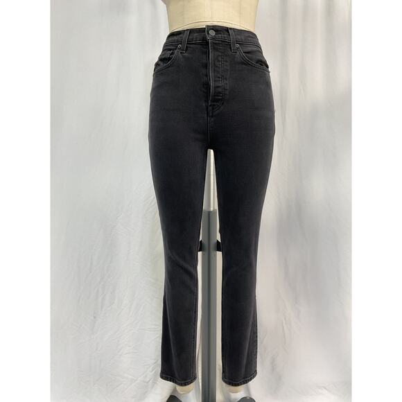 Grlfrnd 'Piper' Black Cotton Super High Rise Stretch Slim Denim Jean Size 26 - Picture 3 of 5